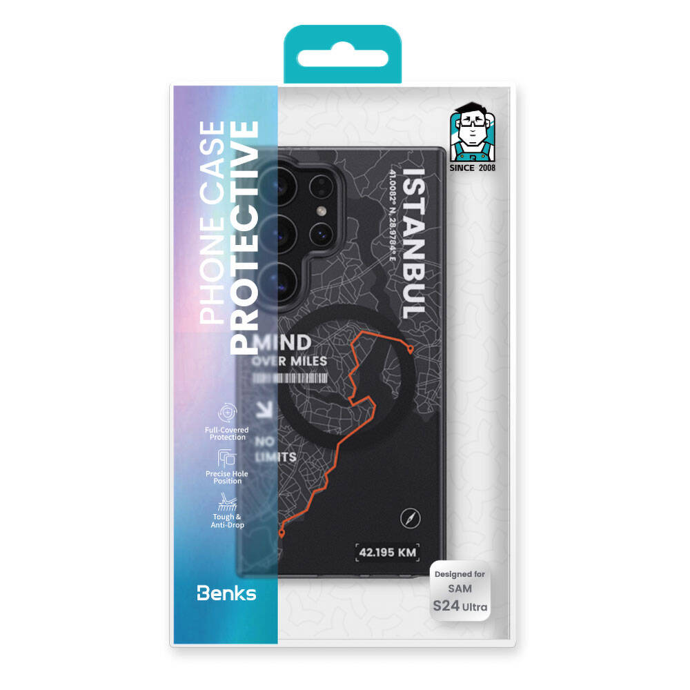 Galaxy S24 Ultra Kılıf Magsafe Şarj Özellikli Benks City Serisi Kapak Mavi