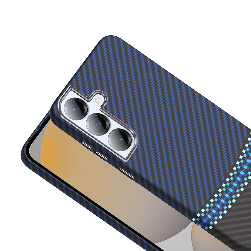 Galaxy S25 Plus Kılıf M-safe Şarj Özellikli Karbon Fiber Görünümlü Zore Gros Kapak Gri-Siyah