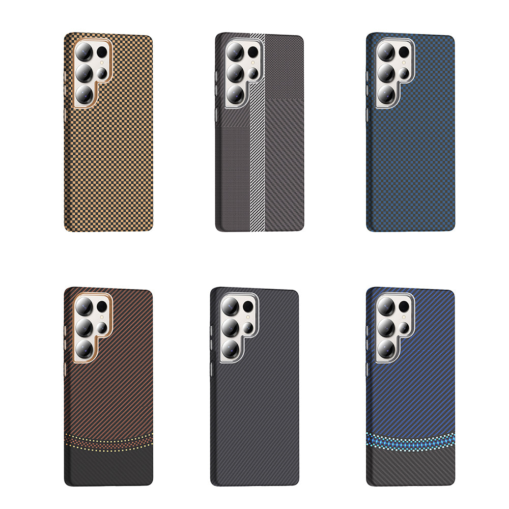 Galaxy S25 Ultra Kılıf M-safe Şarj Özellikli Karbon Fiber Görünümlü Zore Gros Kapak Desert Titanyum