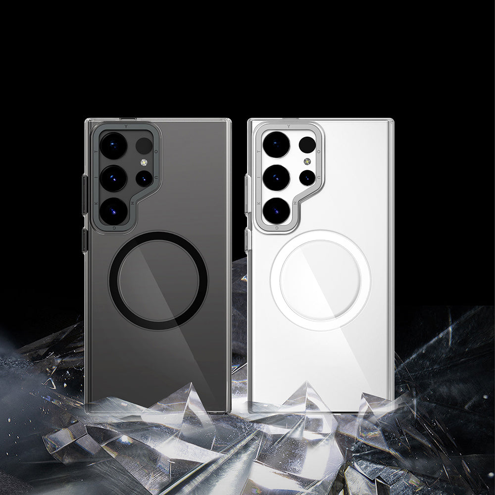 Galaxy S25 Ultra Kılıf Magsafe Şarj Özellikli Şeffaf Youngkit Crystal Shield Serisi Kapak Siyah