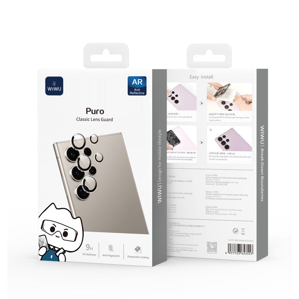 Galaxy S25 Ultra Wiwu LG-011 Lens Guard Oleofobik Anti Reflective Kamera Lens Koruyucu + Kolay Uygulama Aparatlı Şeffaf