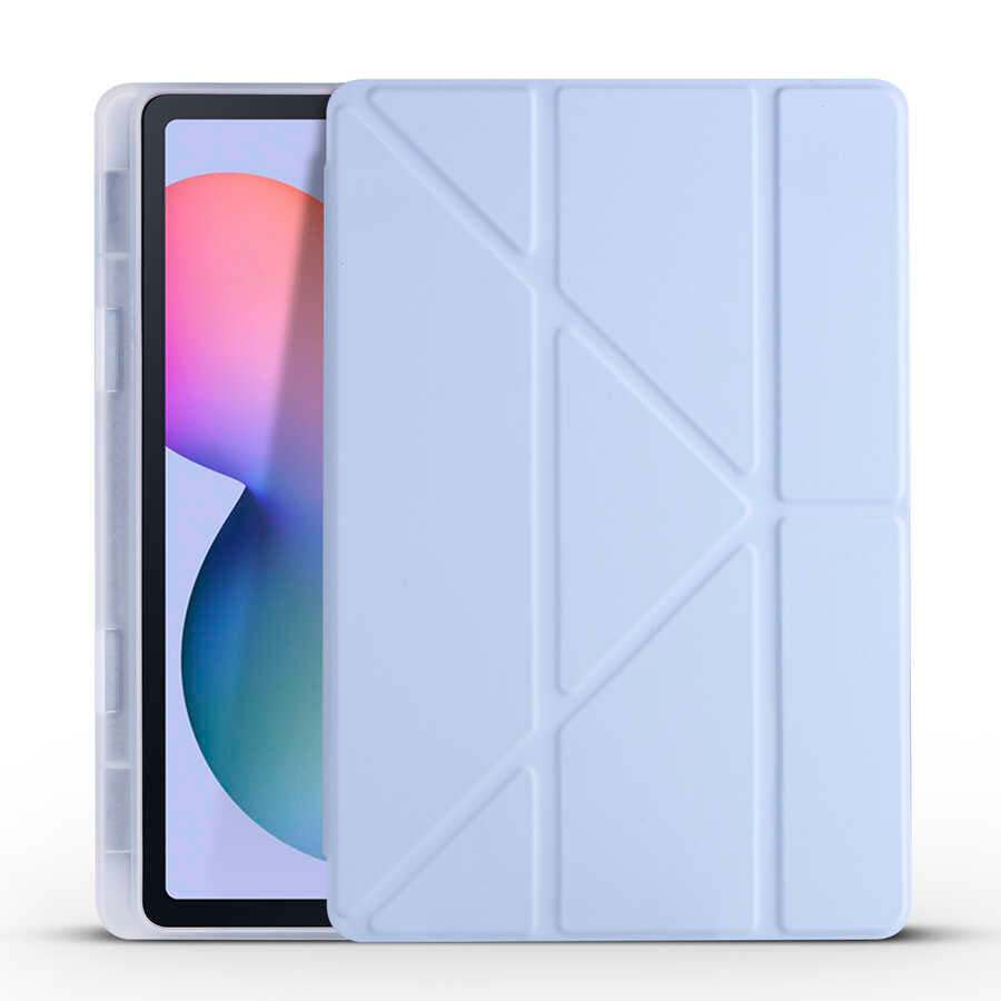 Galaxy Tab S6 Lite P610 Kılıf Zore Tri Folding Kalem Bölmeli Standlı Kılıf Siyah