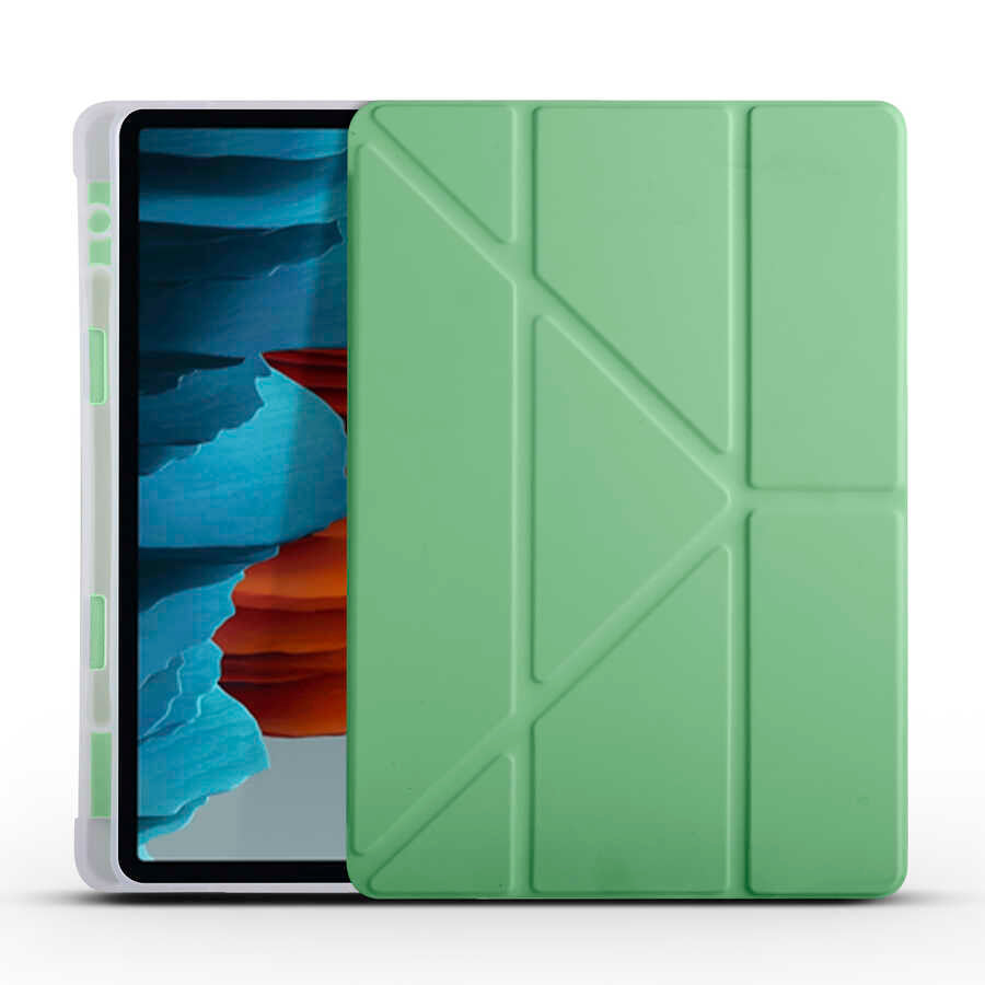 Galaxy Tab S7 T870 Kılıf Zore Tri Folding Kalem Bölmeli Standlı Kılıf Mavi