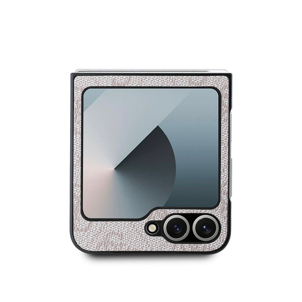 Galaxy Z Flip 6 Kılıf Guess Orjinal Lisanslı Leather Metal Logo Kapak Kahverengi