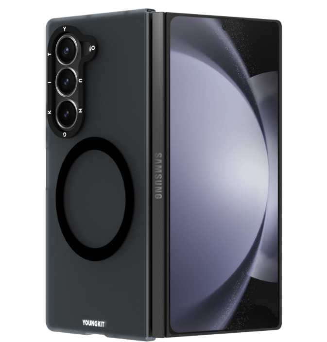 Galaxy Z Fold 6 Kılıf Magsafe Şarj Özellikli Youngkit Hidden Sand Serisi Kapak Siyah