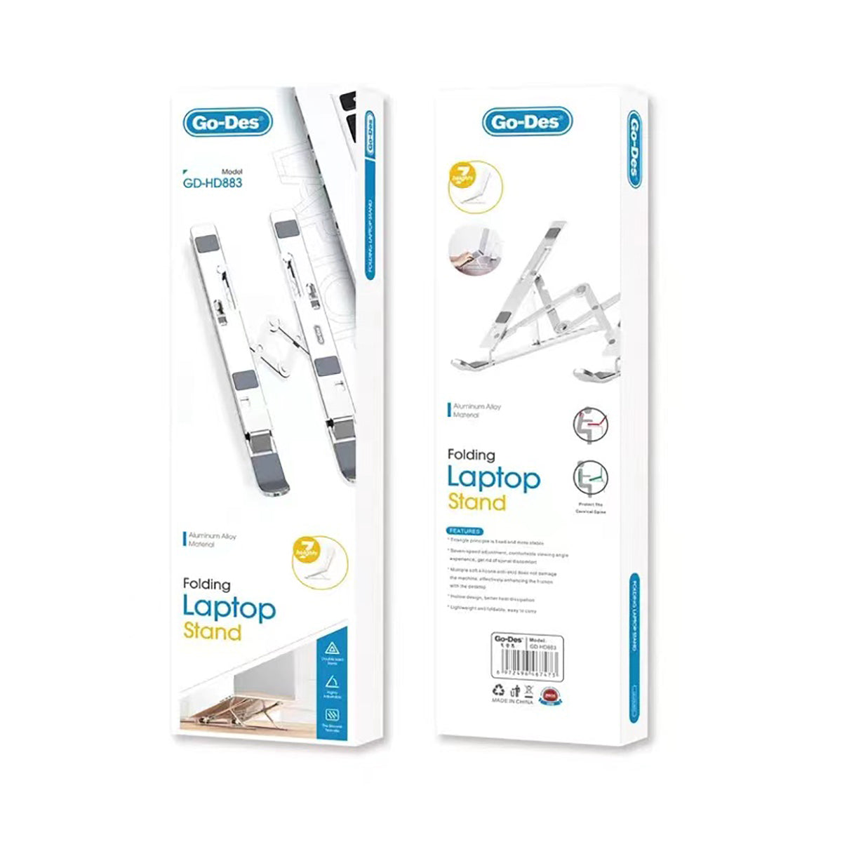 Go Des GD-HD883 Çok Fonksiyonlu 7 Kademeli Ayarlanabilir Dizüstü Laptop Standı Gümüş