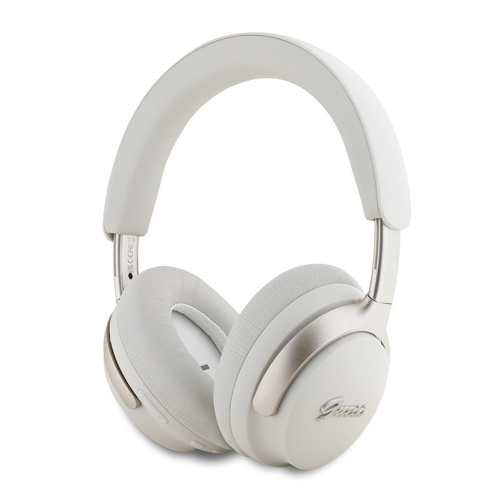 Guess Orjinal Lisanslı ANC/ENC Özellikli Metal Yazı Logolu Script Serisi Kulak Üstü Bluetooth Kulaklık v5.4 Bej