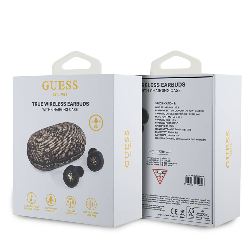 Guess Orjinal Lisanslı Klasik Metal Yazı Logolu TWS Kulak İçi Bluetooth Kulaklık Siyah