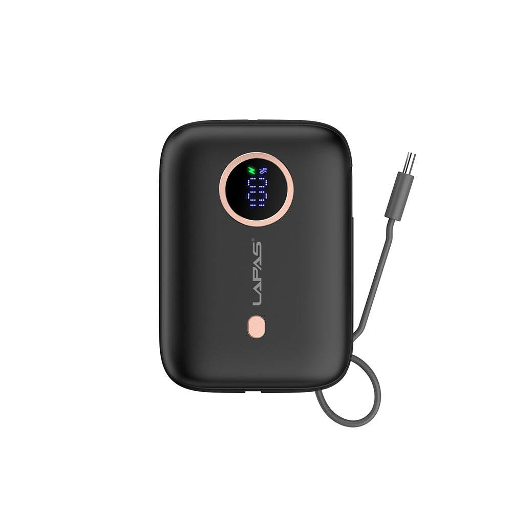 Lapas LP-PW001 Dijital LED Göstergeli Type-C Kablolu Taşınabilir Powerbank 10.000mAh Beyaz