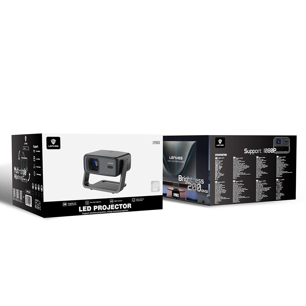 Lenyes LPR03 2.69 inç LCD 200 ANSI Lümen PTZ Projektör Yansıtma Cihazı Siyah