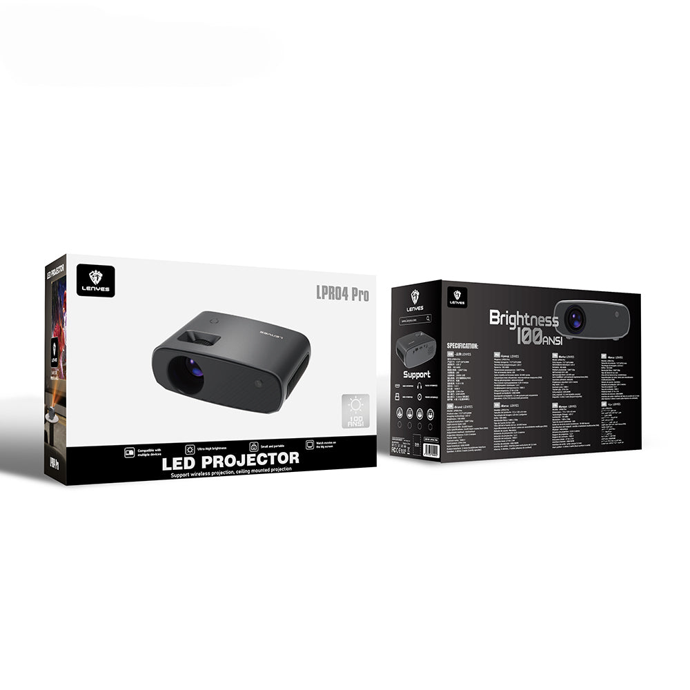 Lenyes LPR04 Pro 2 inç LCD 100 ANSI Lümen Projektör Yansıtma Cihazı Siyah