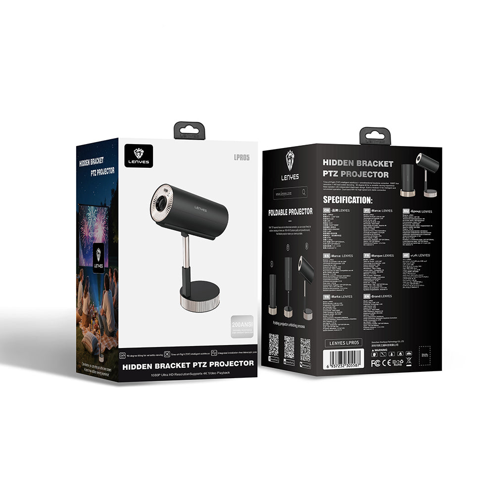 Lenyes LPR05 2.69 inç LCD 200 ANSI Lümen Projektör Yansıtma Cihazı Siyah