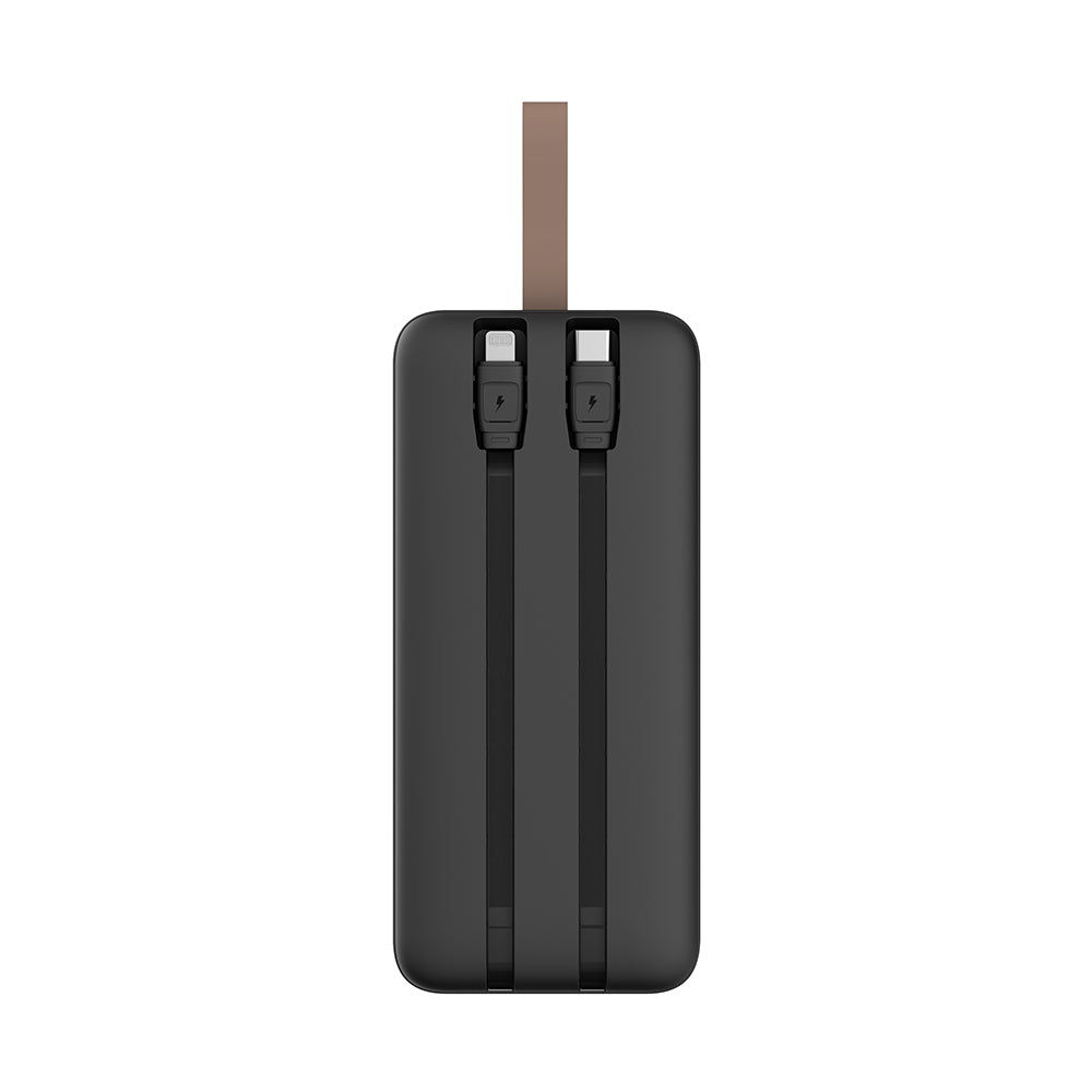Lenyes PXD487D Dijital LED Göstergeli Type-C ve Lightning Kablolu Askılı Powerbank 22.5W 40.000mAh Siyah