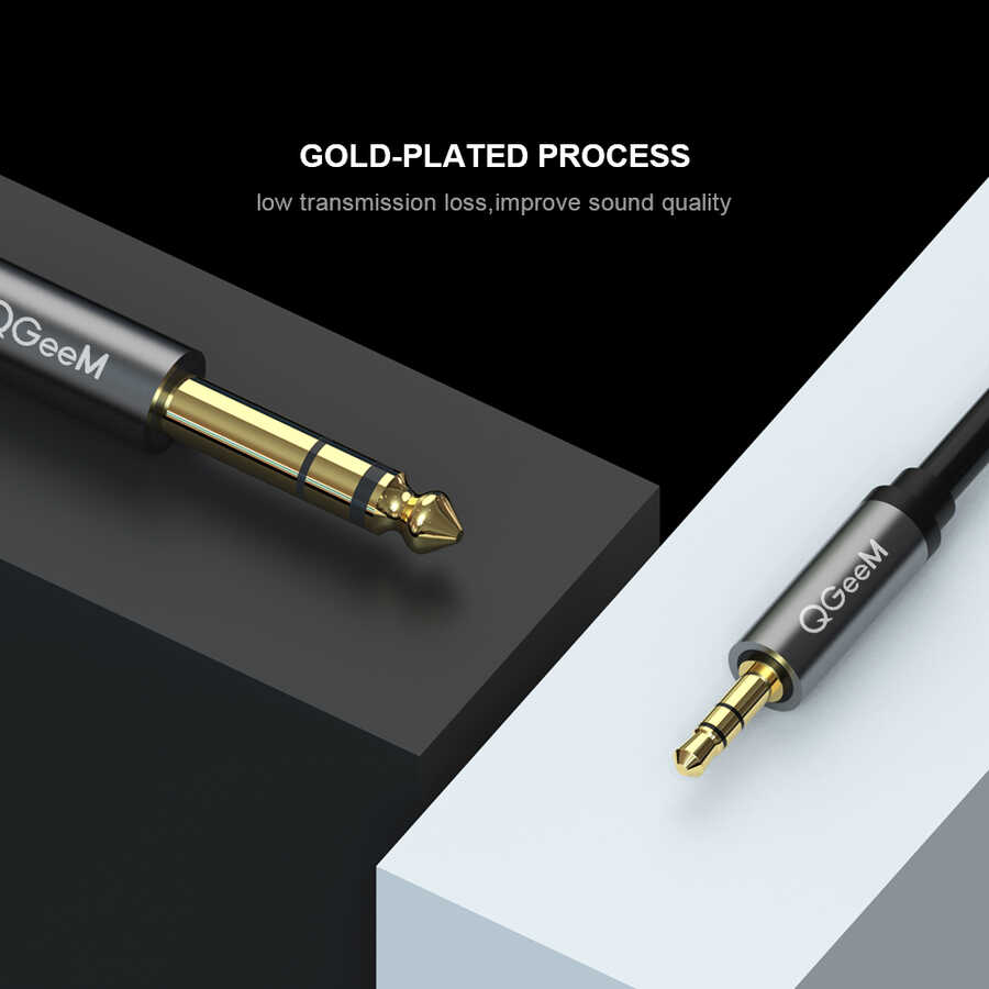 Qgeem QG-AU02 3.5mm To 6.35mm Aux Audio Kablo 1M Siyah
