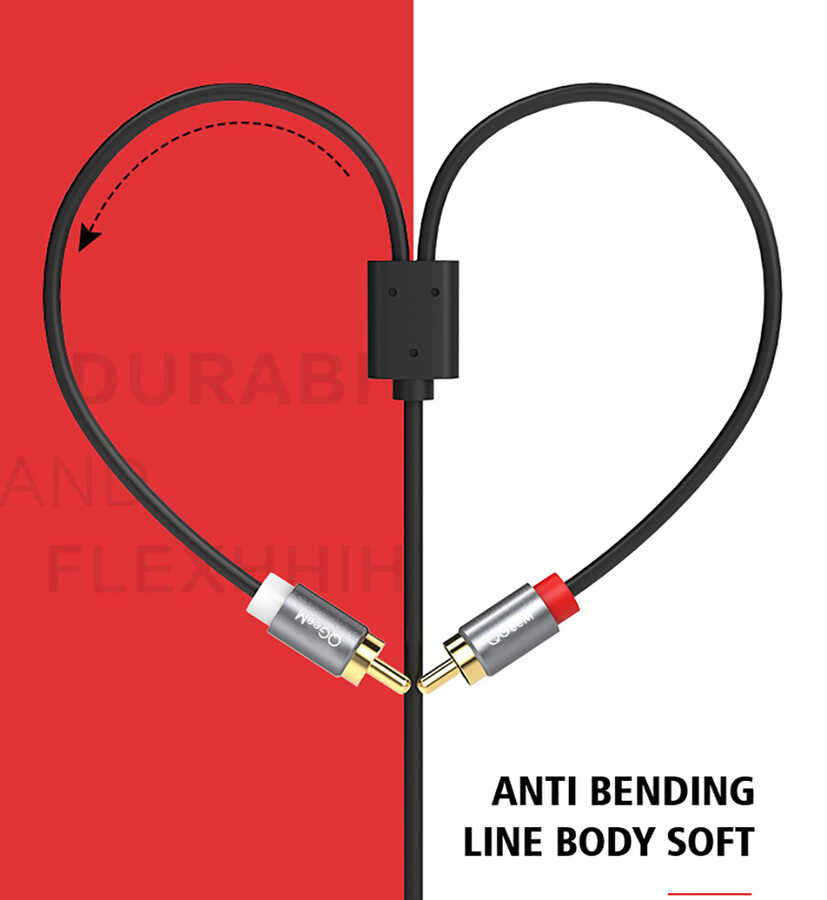 Qgeem QG-AU09 3.5mm To RCA Aux Audio Kablo 5M Siyah