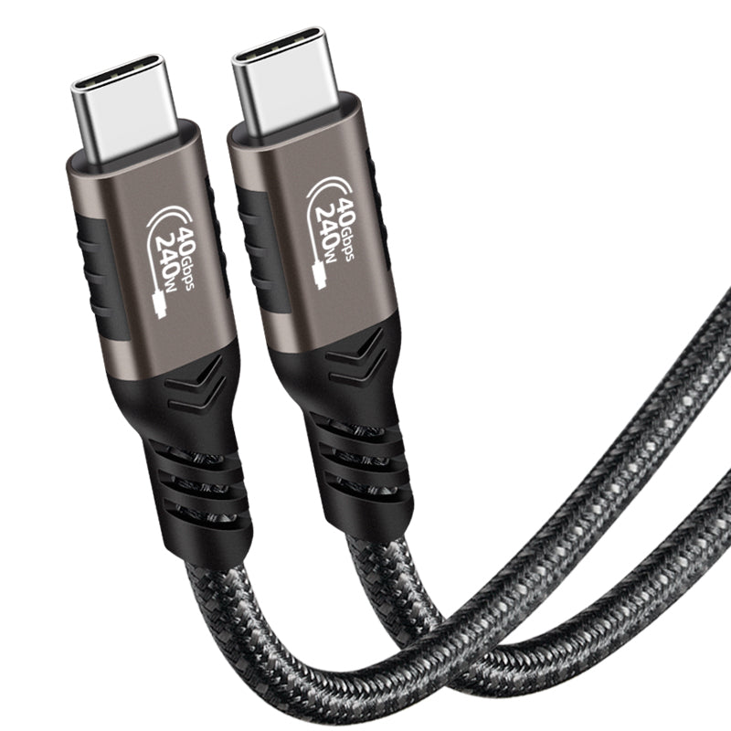 Qgeem QG01 Type-C to Type-C USB4 PD Data Kablosu 240W 40Gbps 8K@60Hz 1.5 Metre Siyah
