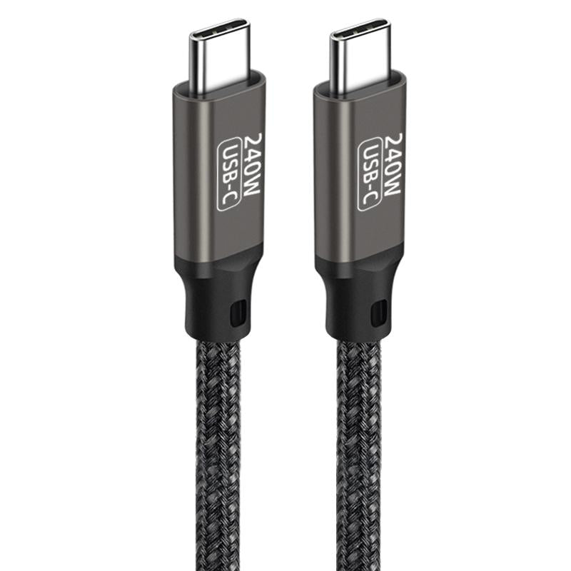 Qgeem QG02 Type-C to Type-C PD3.1 Data Kablosu 240W 480Mbps 0.5 Metre Siyah