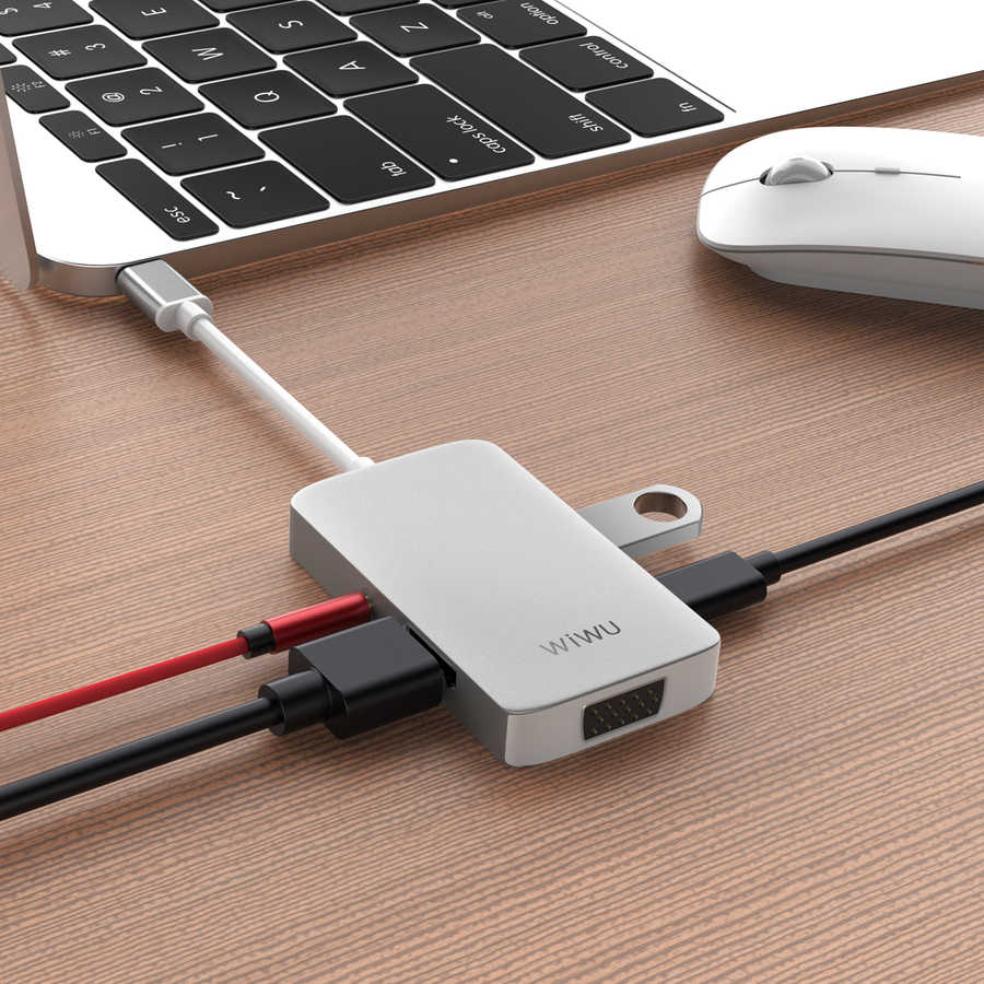 Wiwu Alpha 513HVP Type-C VGA Adaptörü Gümüş