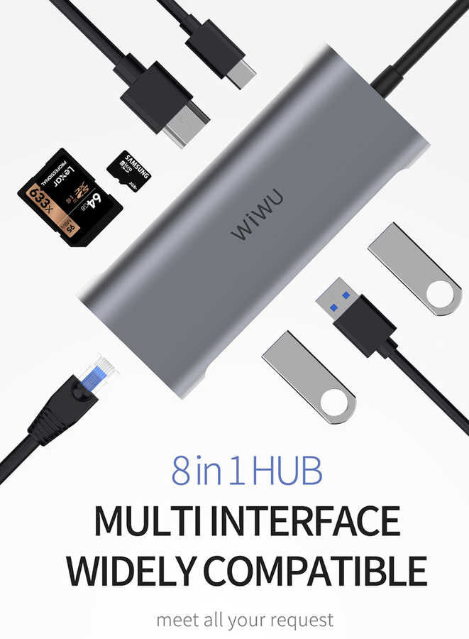 Wiwu Alpha 831HRT Type-C Hub Gri