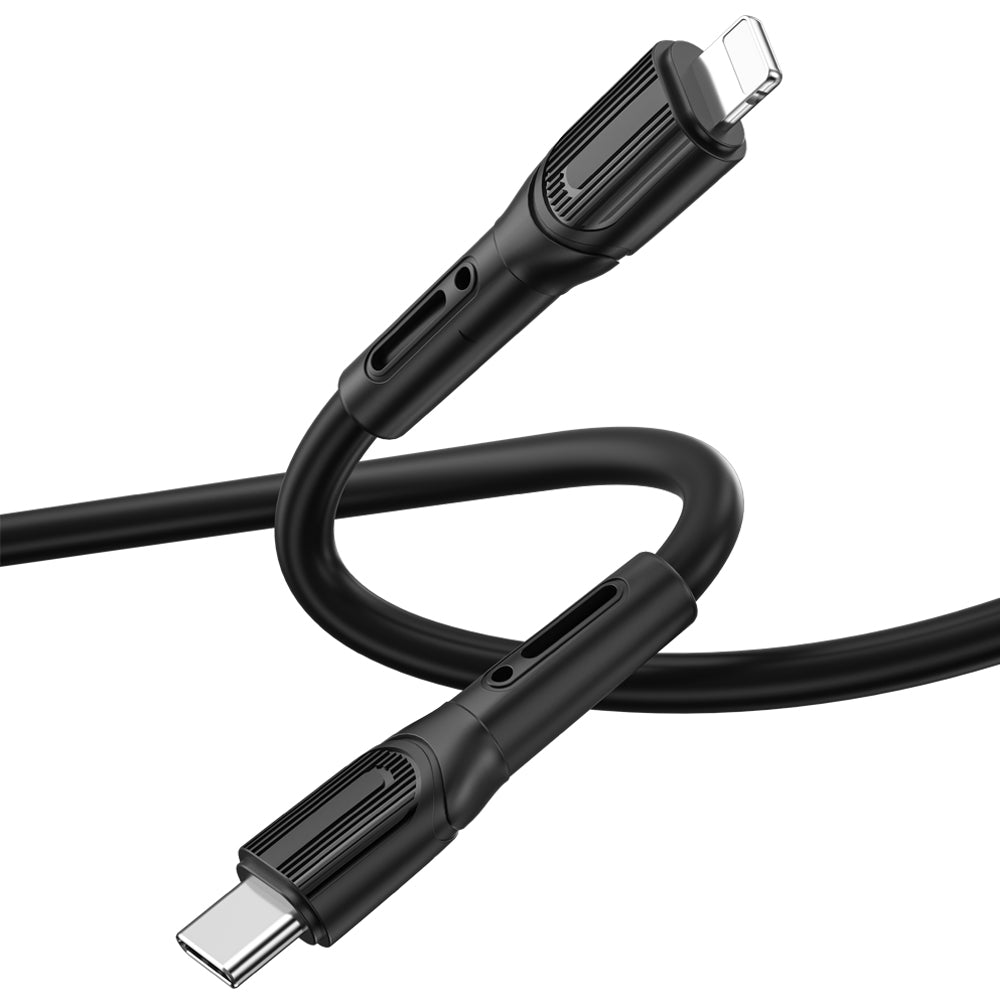 Wiwu Armor Wİ-C005 Kablo Ucu Korumalı Tasarım 20W Hızlı Şarj Özellikli Type-C to Lightning PD Kablo 1M Siyah