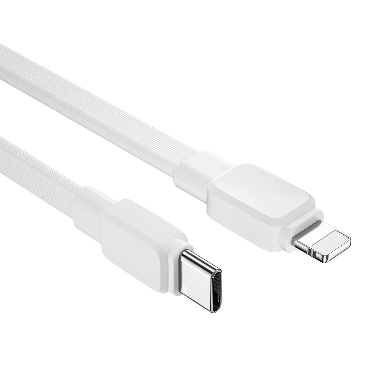 Wiwu Bravo Wİ-C004 Yassı Tasarım 20W Hızlı Şarj Özellikli Type-C to Lightning PD Kablo 1M Beyaz