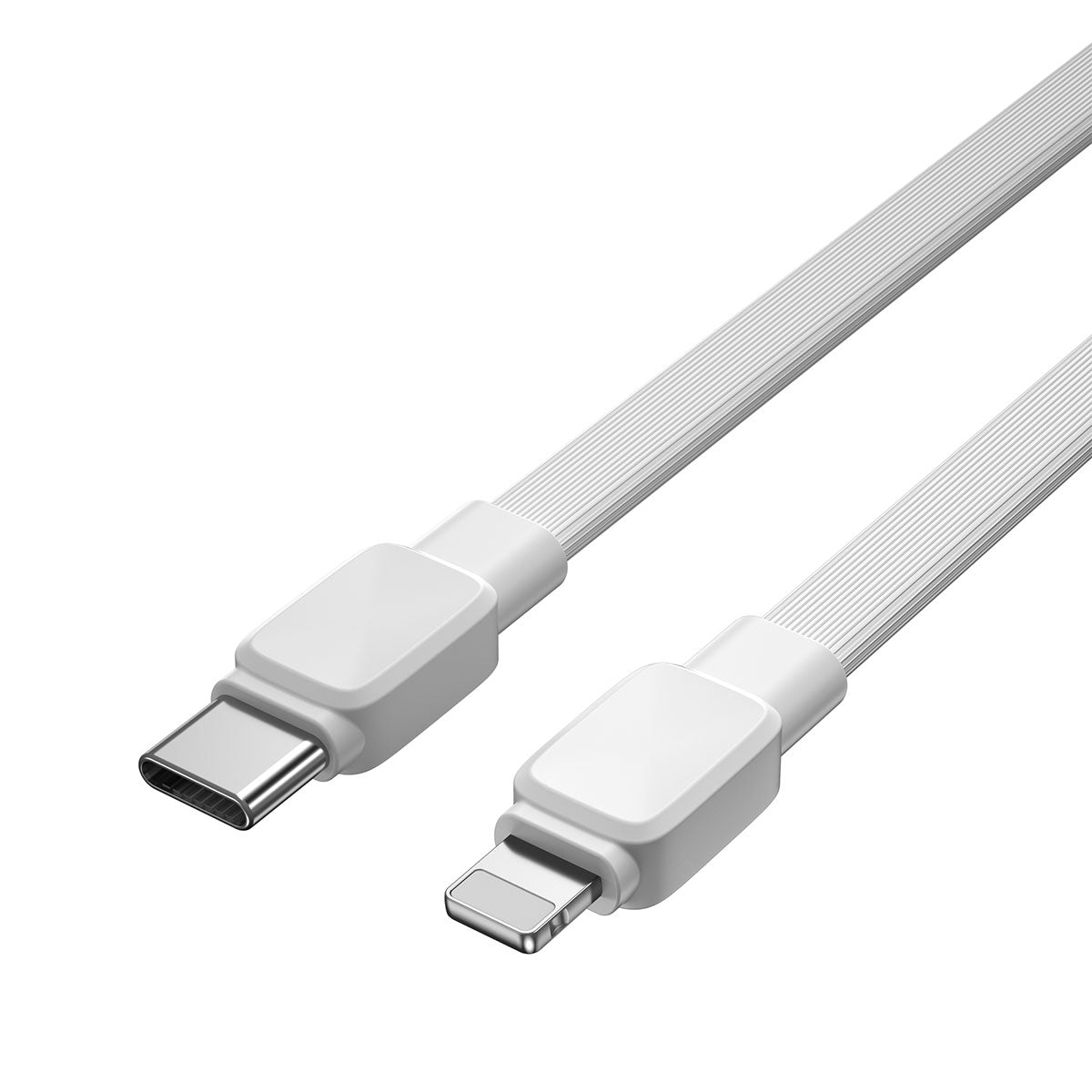 Wiwu Bravo Wİ-C004 Yassı Tasarım 20W Hızlı Şarj Özellikli Type-C to Lightning PD Kablo 1M Beyaz