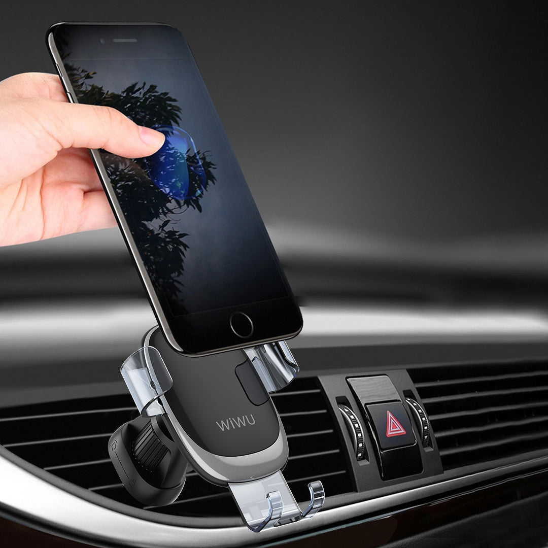 Wiwu CH010 Telefon Ağırlığı İle Çalışan Havalandırma Tasarım Araç Telefon Tutucu Siyah