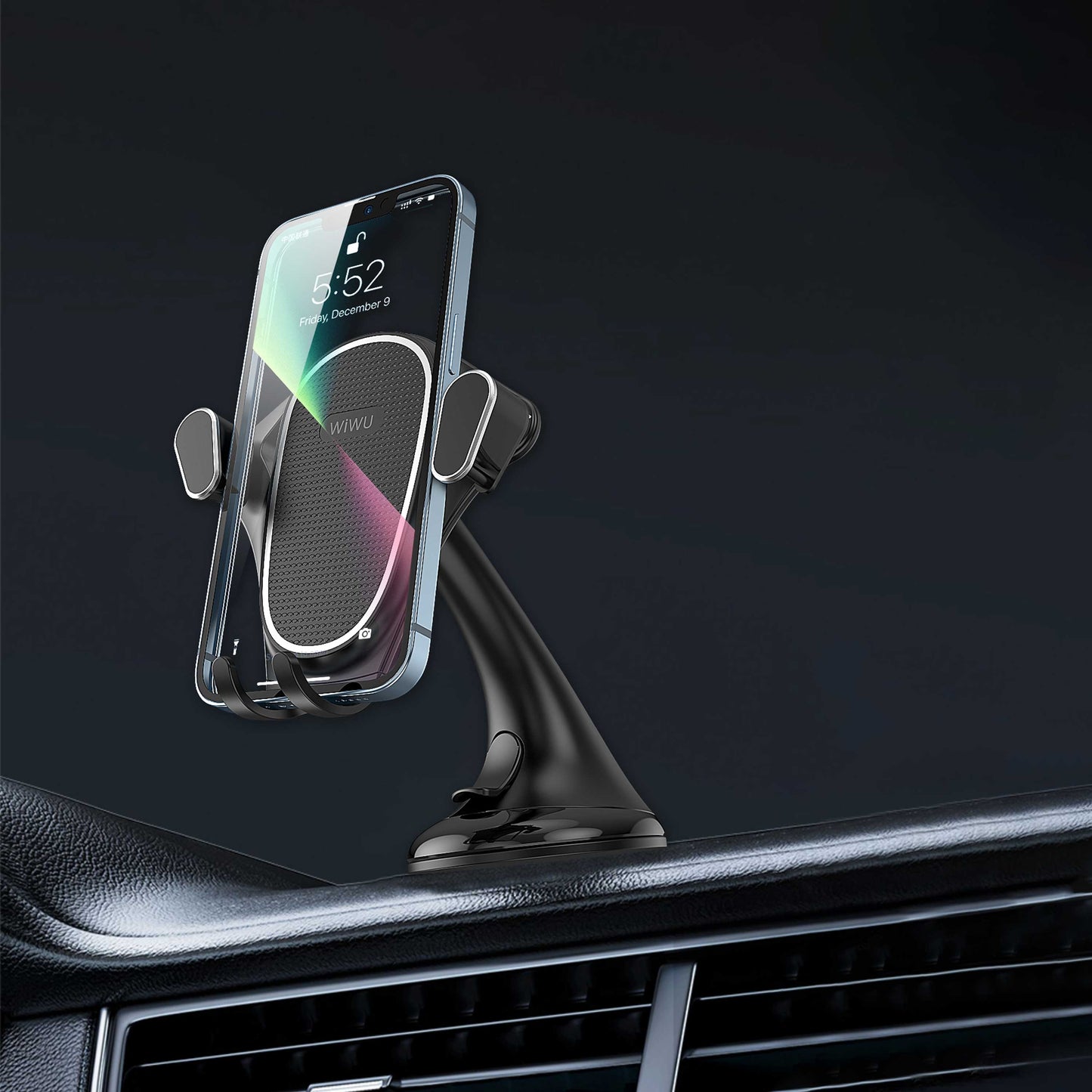 Wiwu CH019 Telefon Ağırlığı İle Çalışan Vantuzlu Tasarım Araç Telefon Tutucu Siyah