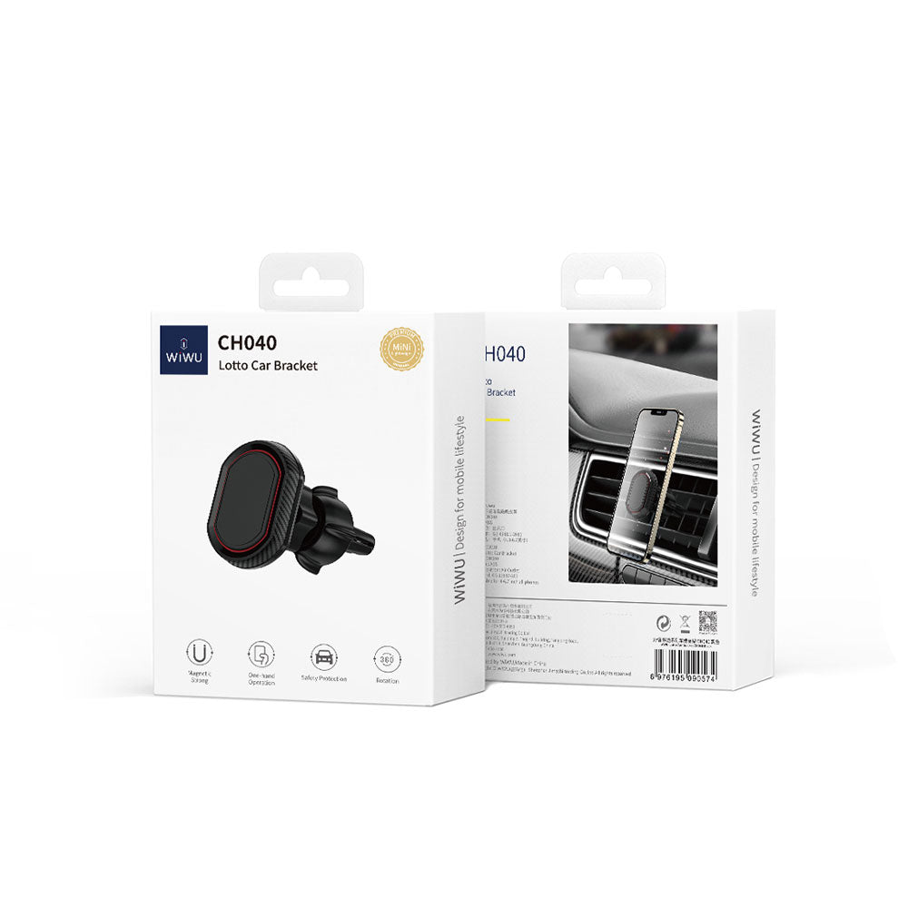 Wiwu CH040 360 Derece Dönebilen Havalandırma Tasarım Magnetik Araç Telefon Tutucu Siyah