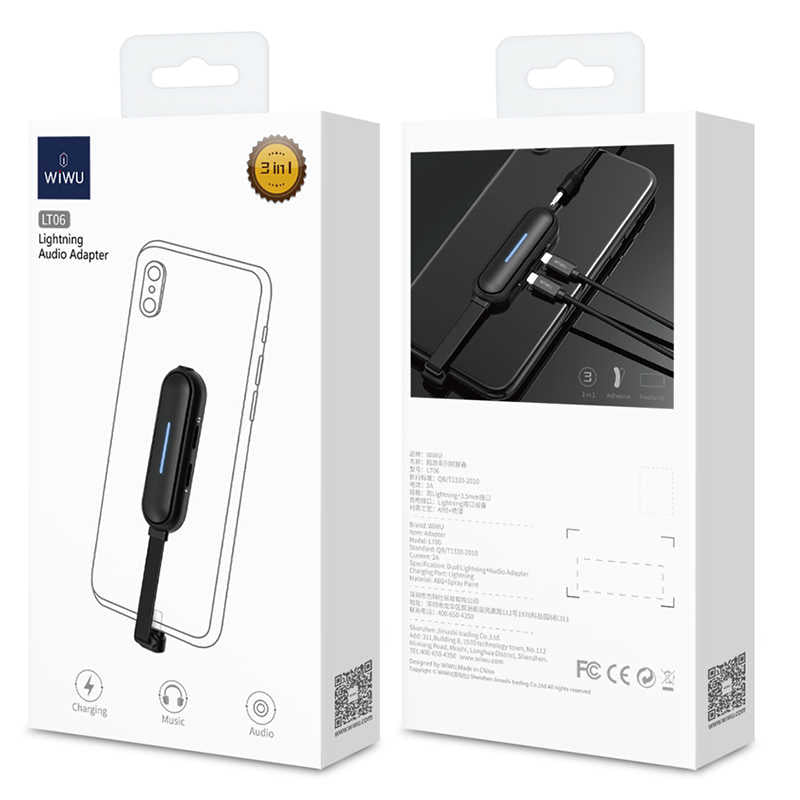 Wiwu LT06 Lightning Ses Adaptörü Siyah