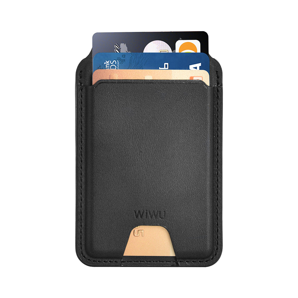 Wiwu MW-005 Magnetik Standlı Kartlık Qi Kablosuz Şarj Uyumlu FindMy Özellikli Mag Wallet Kahverengi