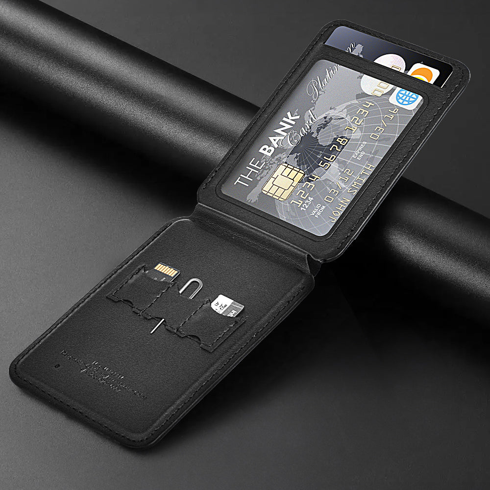 Wiwu MW-005 Magnetik Standlı Kartlık Qi Kablosuz Şarj Uyumlu FindMy Özellikli Mag Wallet Kahverengi