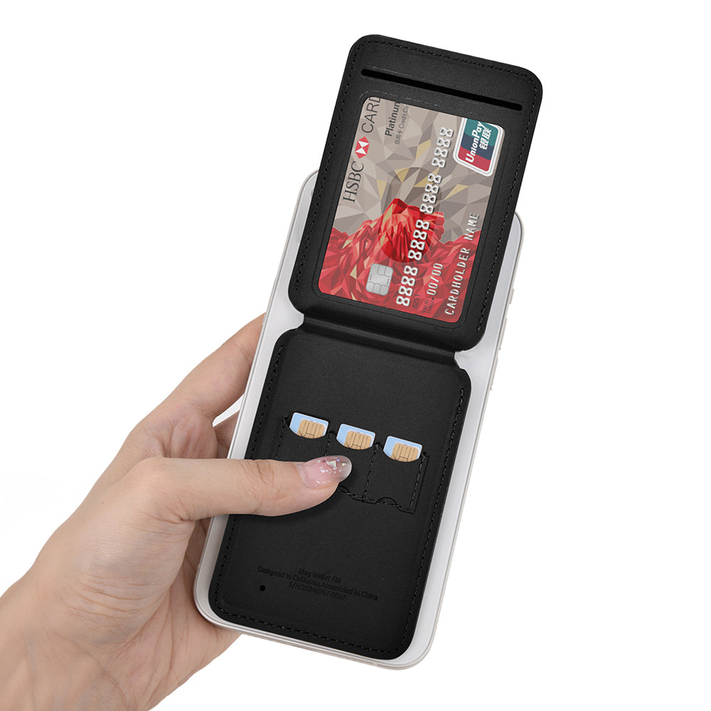 Wiwu MW-005 Magnetik Standlı Kartlık Qi Kablosuz Şarj Uyumlu FindMy Özellikli Mag Wallet Kahverengi