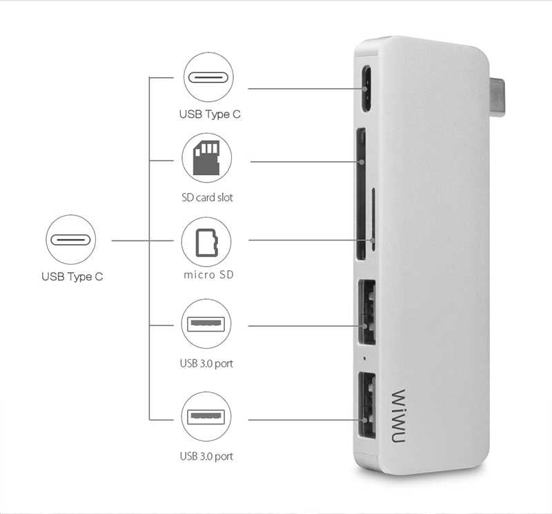 Wiwu T6 Type-C Hub Gri