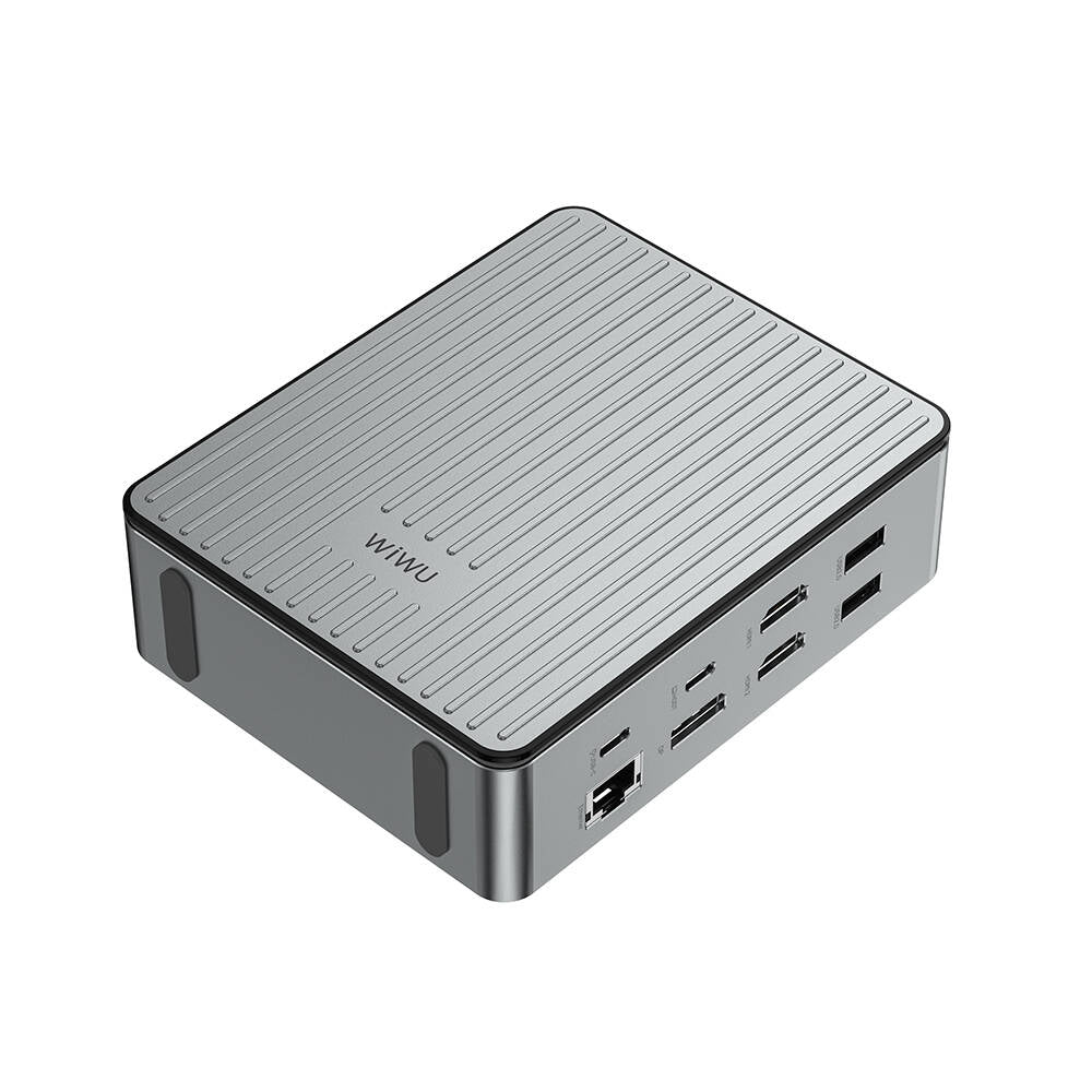 Wiwu W1601 Matrix 16in1 LED Atmosfer Işıklı Type-C Hub Docking Station Gri