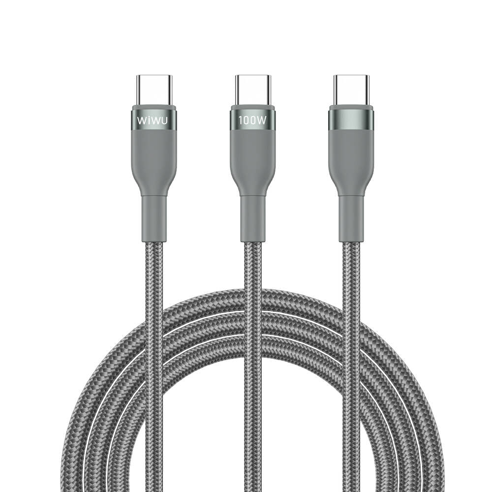 Wiwu Wi-C029 Concise Serisi 2in1 Type-C PD Data ve Şarj Kablosu 100W 1.2M Gri