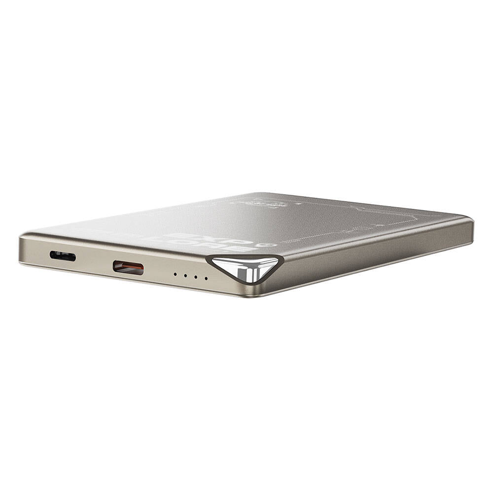 Wiwu Wi-P019 Ultra-Thin Explore Serisi Led Göstergeli Wireless Magsafe Powerbank 15W 5000mAh Titanyum-Gold