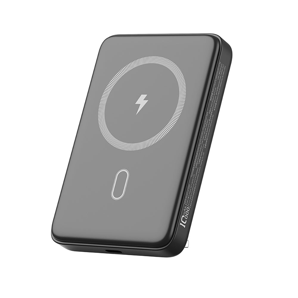 Wiwu Wi-P043 LED Işık Göstergeli Standlı Taşınabilir Magsafe Wireless Powerbank 10.000mAh 15W Siyah