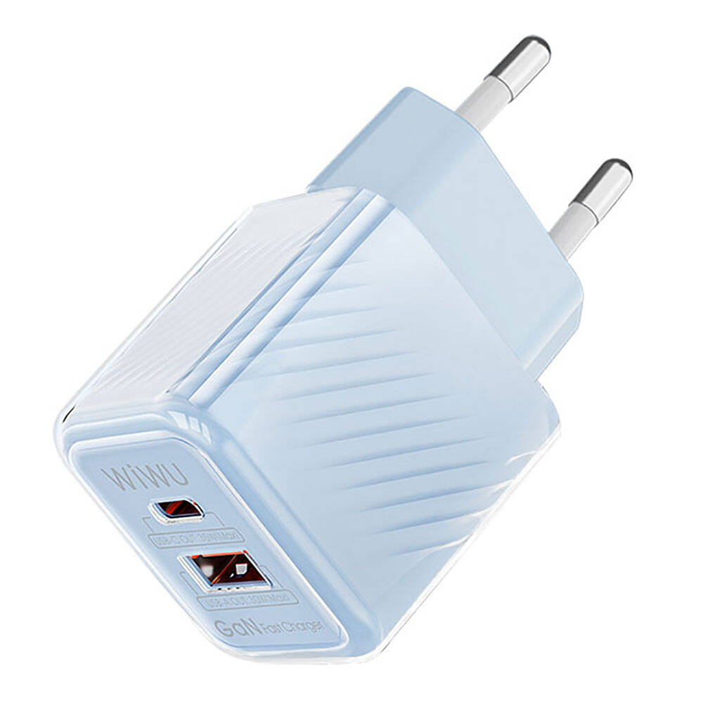 Wiwu Wi-U015 Jello Blue Serisi GaN Tech PD Hızlı Şarj Özellikli Seyahat Şarj Başlığı 35W Mavi
