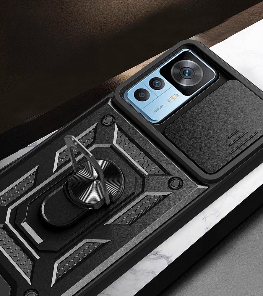 Xiaomi Mi 12T Kılıf Magnetik Standlı Kamera Korumalı Zore Sürgülü Vega Kapak Siyah