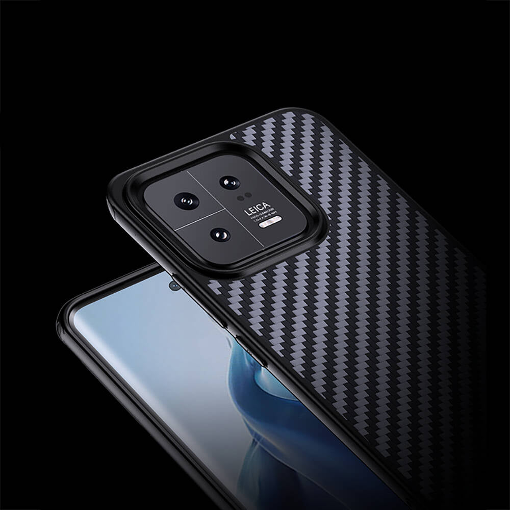 Xiaomi Mi 13 Kılıf Aramid Karbon Fiber Magsafe Özellikli Wlons Radison Kapak Siyah