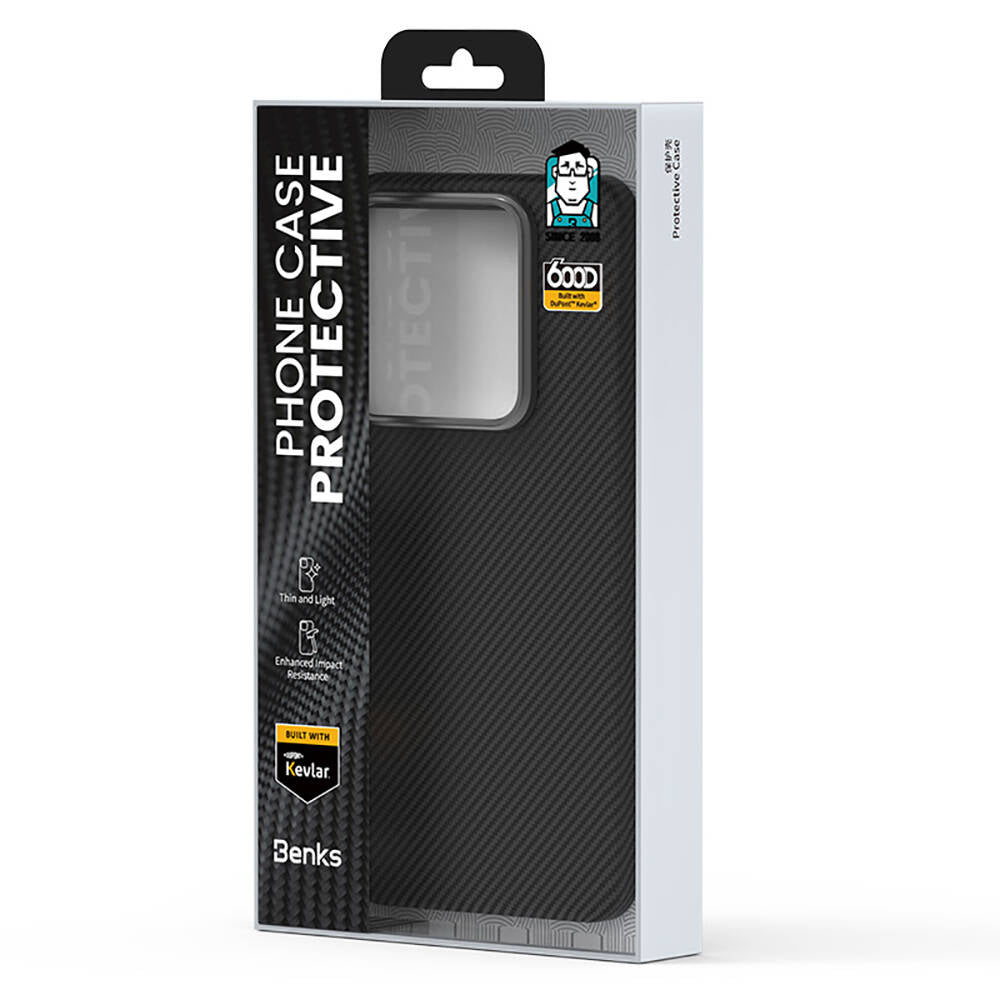 Xiaomi Mi 14 Kılıf Magsafe Özellikli Karbon Fiber Benks Essential ArmorAir 600D Kevlar Kapak Siyah