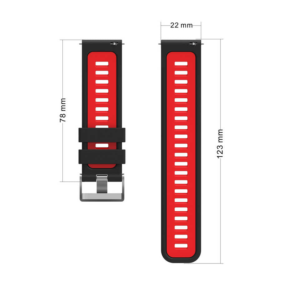Xiaomi Redmi Watch 5 Active Zore KRD-55 Silikon Kordon Siyah-Kırmızı