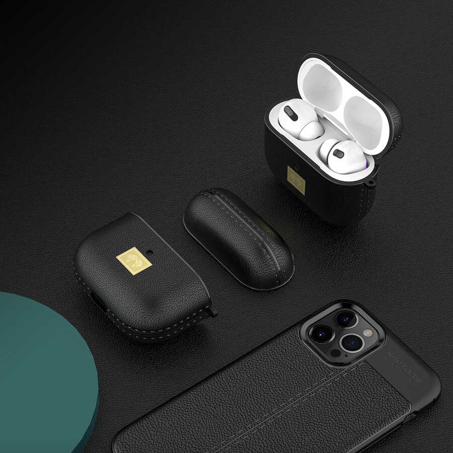 Apple Airpods 3. Nesil Kılıf Deri Görünümlü Askı Aparatlı Wlons Kılıf Lacivert