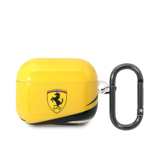 Apple Airpods 3.Nesil Kılıf Ferrari Orjinal Lisanslı IML Baskılı Klasik Logolu TPU Kılıf Sarı