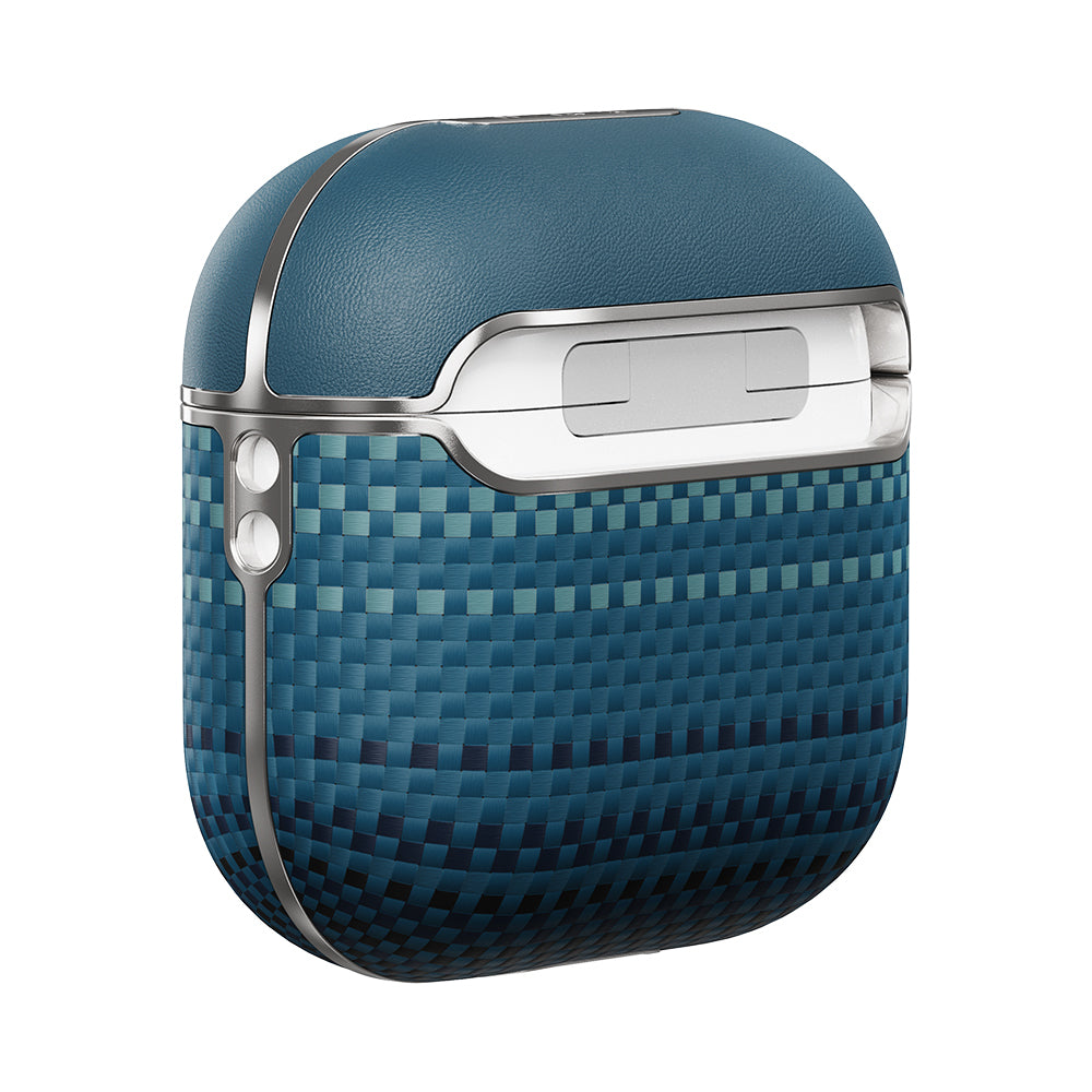 Apple Airpods 4 Kılıf Aramid Fiber Pitaka Tactile Woven Sunset-Moonrise Serisi Sunset Kapak Mavi