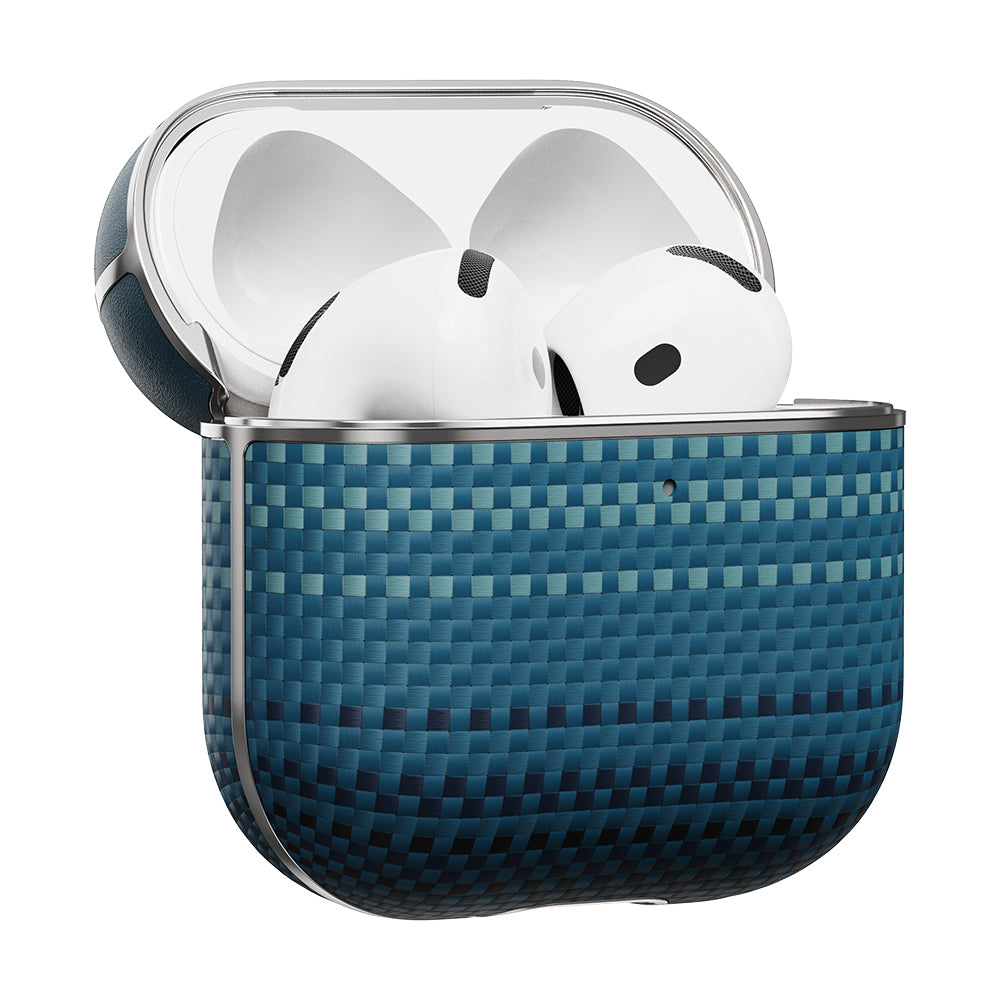 Apple Airpods 4 Kılıf Aramid Fiber Pitaka Tactile Woven Sunset-Moonrise Serisi Sunset Kapak Kahverengi