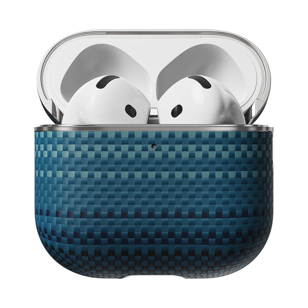 Apple Airpods 4 Kılıf Aramid Fiber Pitaka Tactile Woven Sunset-Moonrise Serisi Sunset Kapak Kahverengi