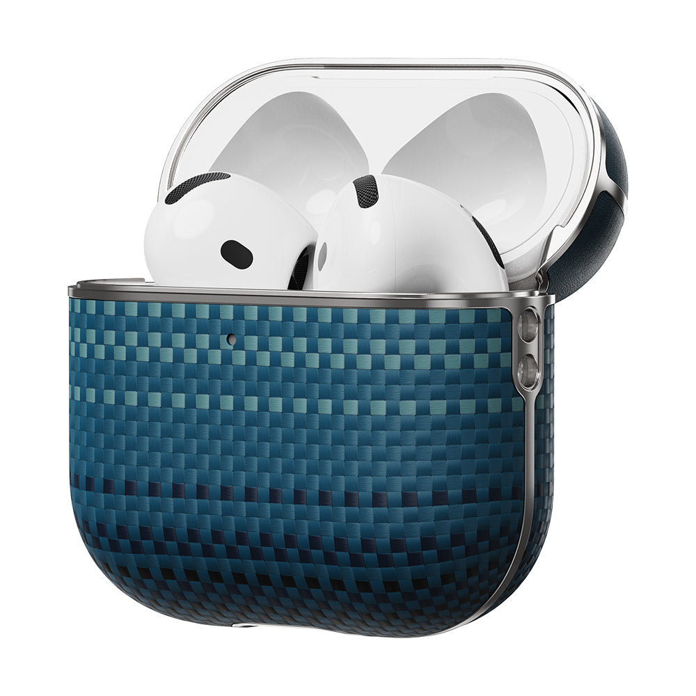 Apple Airpods 4 Kılıf Aramid Fiber Pitaka Tactile Woven Sunset-Moonrise Serisi Sunset Kapak Kahverengi