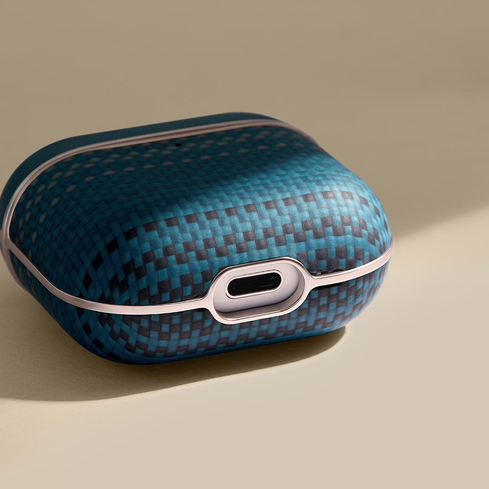 Apple Airpods 4 Kılıf Aramid Fiber Pitaka Tactile Woven Sunset-Moonrise Serisi Sunset Kapak Kahverengi